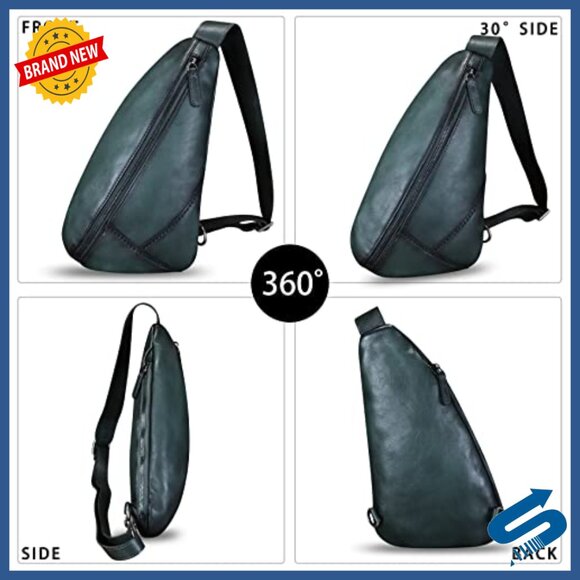 Genuine Leather Sling Backpack Crossbody Daypack 3-Way Wear